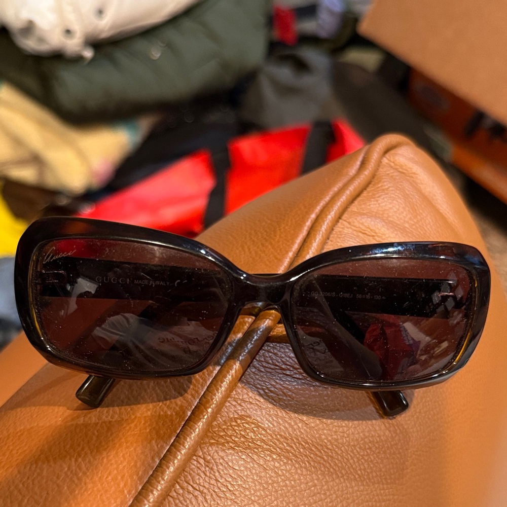 Gucci Monogram Black Rectangular Women's Sunglasses